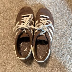 adidas Brown Suede Sneakers with White Stripes